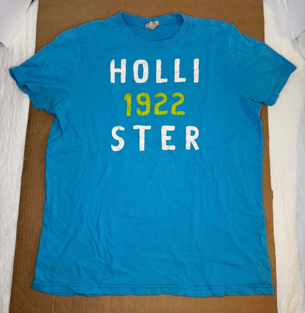 Hollister Graphic T-Shirt Blue 1922 Logo Surfer Cut XL